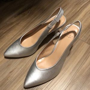 Pointed toe silver heels size 8